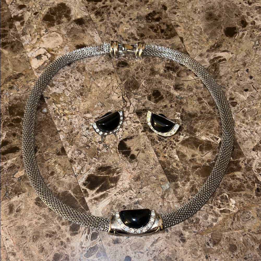 Elegant Silver and Black Jewelry Set